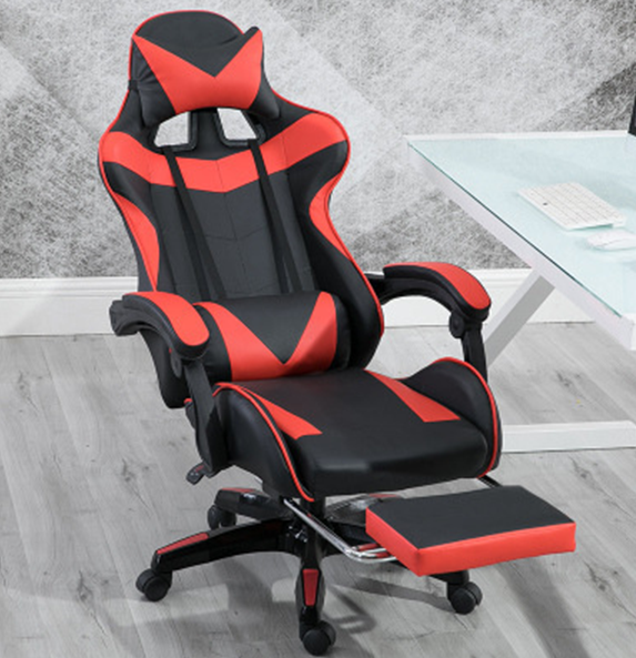 Game Chair Office Chair Desk Chair with Ergonomic Waist Support, Racing Style PU Leather PC High Back Adjustable Rotating Task Chair with Foot pedals