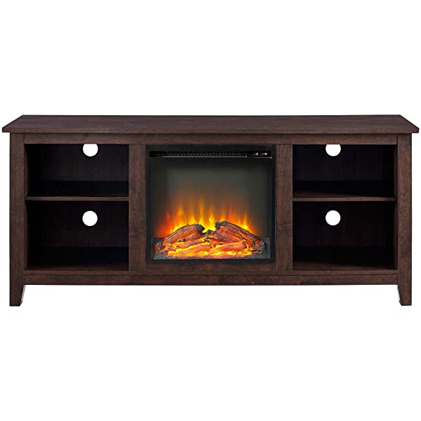 Walker Edison Wren Classic 4 Cubby TV Stand for TVs up to 65 Inches, 58 Inch, Black Black 58 InchTV Stand