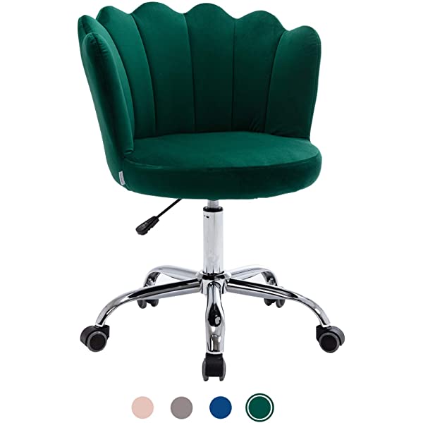 MTFY Modern Home Office Swivel Chair, Shell Desk Chair with Adjustable Height, Upholstered Ergonomic Computer Desk Chair Leisure Task Chair Accent Armchair for Office, Living Room,Bedroom (Beige)