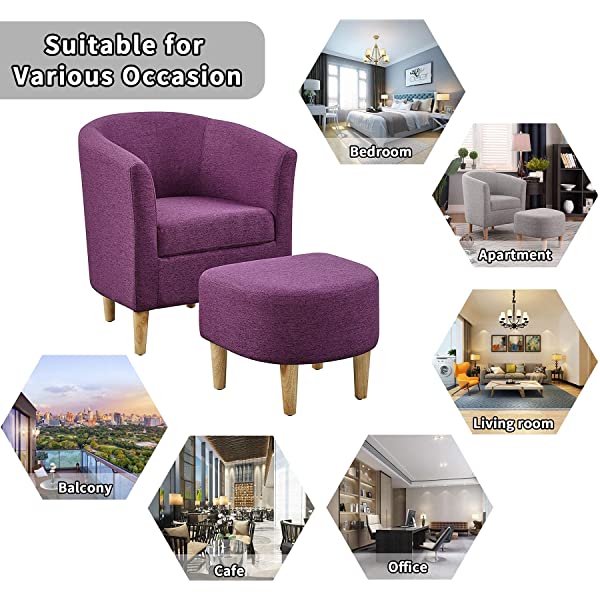 DAZONE Modern Accent Chair, Upholstered Arm Chair Linen Fabric Single Sofa Chair with Ottoman Foot Rest Mustard Yellow Comfy Armchair for Living Room Bedroom Small Spaces Apartment Office Yellow With Ottoman