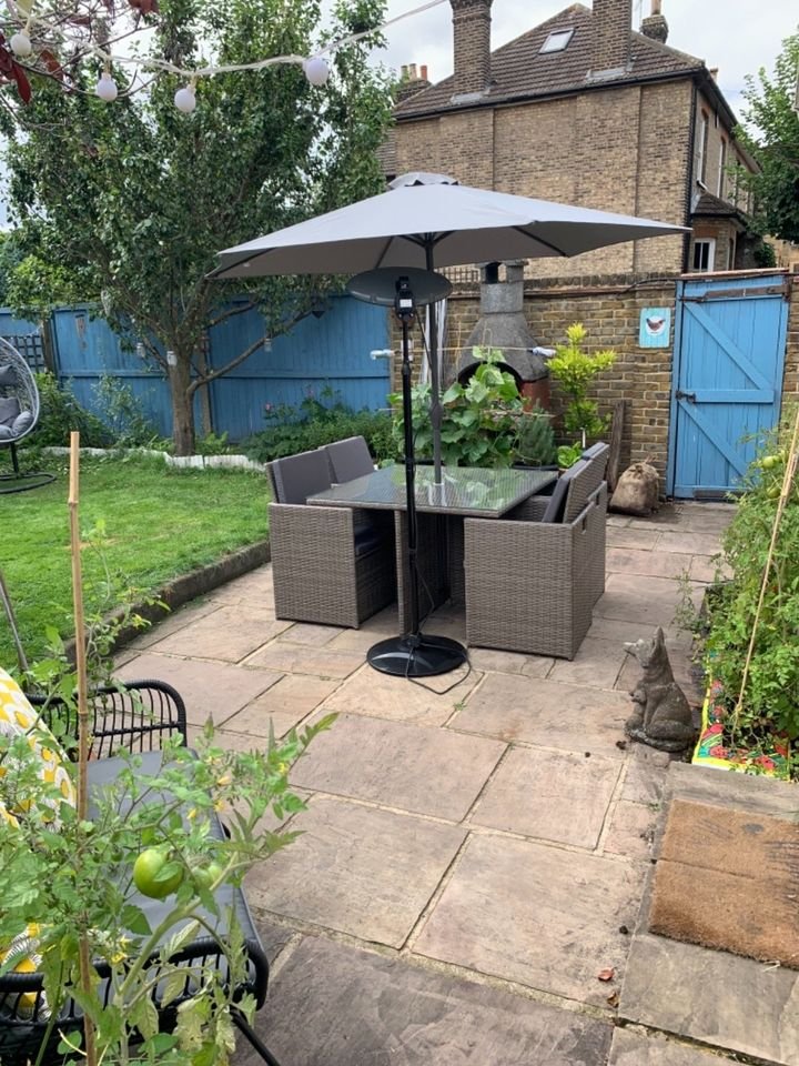 RayGar Deluxe 9 Piece 8 Seater Rattan Cube Dining Table Garden Furniture Patio Set (GreyGrey).