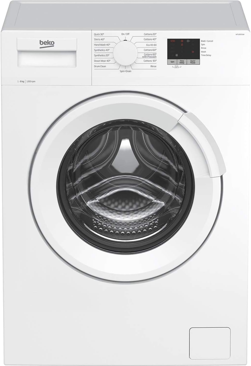 Beko WTL82051W Washing Machine | 8 kg Capacity 1200 rpm Spin Speed | C Rated Energy Class| White Colour, 28 Minute Quick Wash Technology | RecycledTub [Energy Class C]