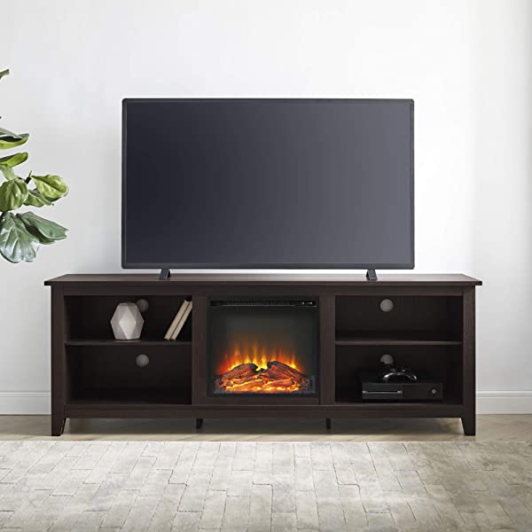 Walker Edison Wren Classic 4 Cubby TV Stand for TVs up to 65 Inches, 58 Inch, Black Black 58 InchTV Stand