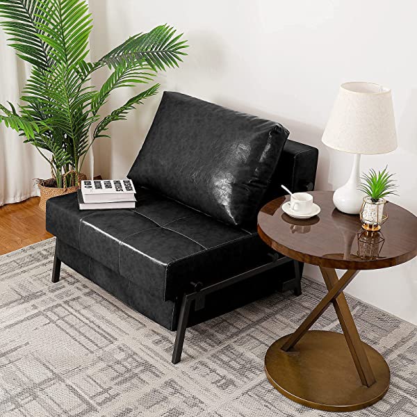 Vonanda Sofa Bed, Folding Velvet Sleeper Sofa, Modern Sleeper Chair Bed with Hidden Legs and Sturdy Frame for Small Living Space, Velvet Hunter Green