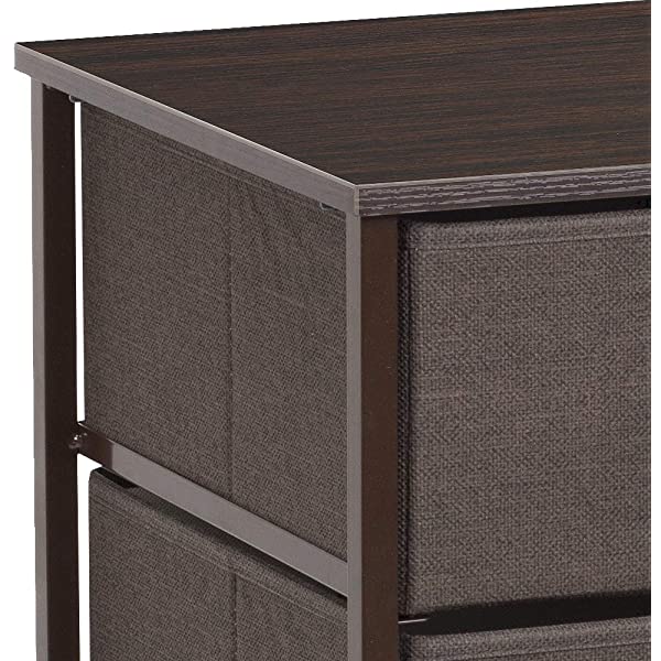 Sorbus Nightstand with 3 Drawers - Bedside Furniture & Accent End Table Chest for Home, Bedroom Accessories, Office, College Dorm, Steel Frame, Wood Top, Easy Pull Fabric Bins (Gray) Grey