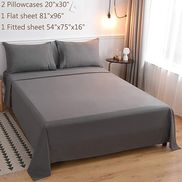 LBRO2M Bed Sheet Set Queen Size 16 Inches Deep Pocket 1800 Thread Count 100% Microfiber Sheet,Bedding Super Soft Comfortable, Cool Warm,4 Piece（Dark Grey） Dark Grey Queen