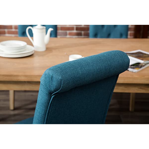 Roundhill Furniture Habitanian 6-Piece White Wash Dining Set with Tufted Chairs and Bench, Beige