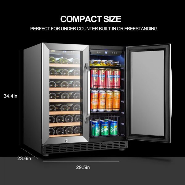 33 Bottle and 70 Can Dual Zone Freestanding Wine and Beverage Refrigerator
