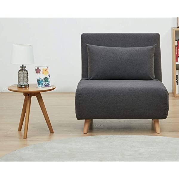 GIA Tri-Fold Sofa Bed, With Pillow, Yellow Yellow With Legs