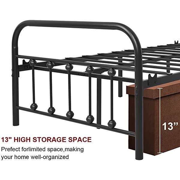 Black Metal Bed Frame Full Size with Headboard and Footboard Single Platform Mattress Base,Metal Tube and Iron-Art Bed(Full,Black) Full Black