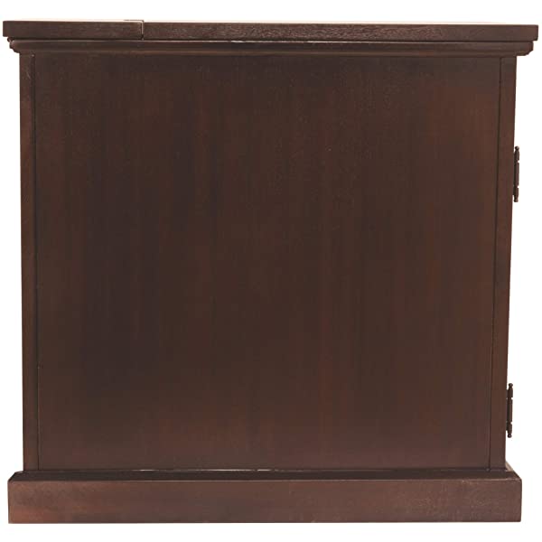 Signature Design by Ashley Tyler Creek Rustic Chair Side End Table with Pull-Out Tray & USB Ports, Brown Blackish Brown Table