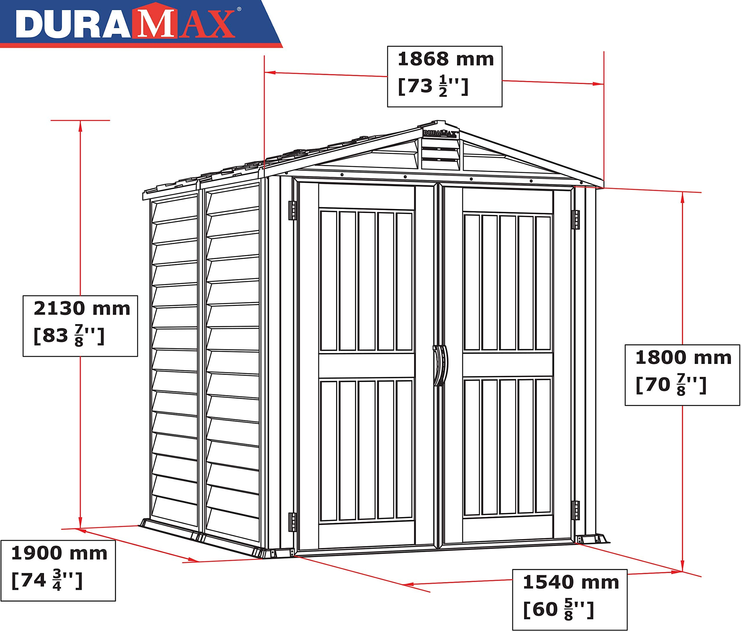 6' x 6' PLUS Plastic Garden Shed with Plastic Floor & Fixed Window