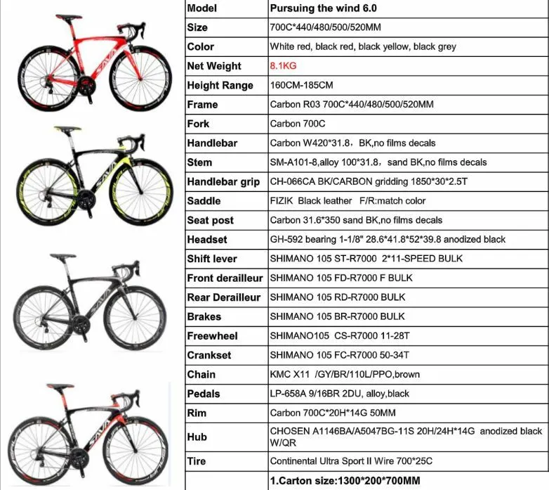 SAVA 6.0 Full Carbon Fiber 22 Speed Shimano 105 Road Racing Bike Bicycle