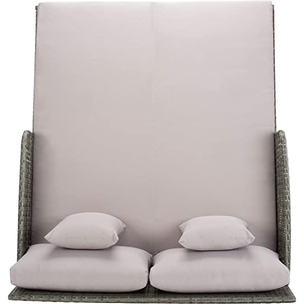 Safavieh Outdoor Collection Cadeo Brown Cushion Daybed PAT7500C, Grey/White