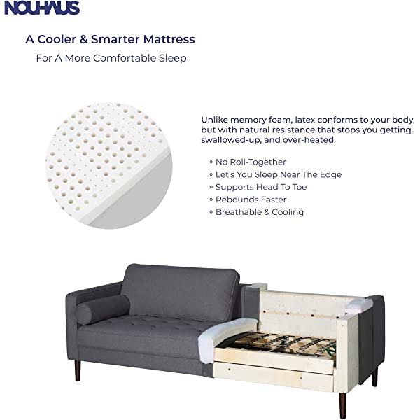 Nouhaus Module, Sleeper Sofa Bed Couch. 7ft Luxury Convertible Sofa Futon Bed with No Roll Together Latex. Ivory Woven Pull Out Bed for Bedroom Couch, Small Apartment Furniture Sofas or RV Couch Woven/Knit Ivory