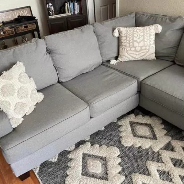 MODERN LARGE SET L-SHAPED MICROFIBRE SOFA WITH DOUBLE-SIDED LOUNGE OTTOMAN FOR LIVING ROOM FURNITURE