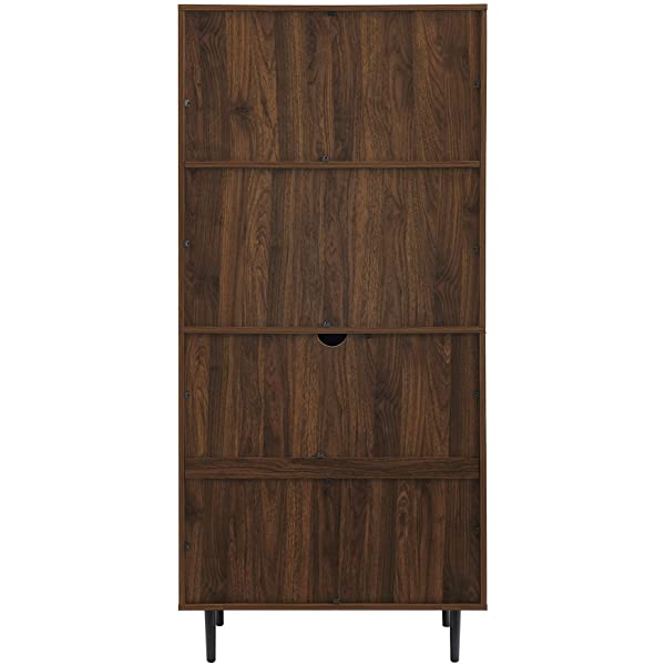 Walker Edison Secretary Hutch Wood Desk with Keyboard Drawer Bookshelf Storage Home Office Storage Cabinet, 64 Inch, Dark Walnut Dark Walnut Desk