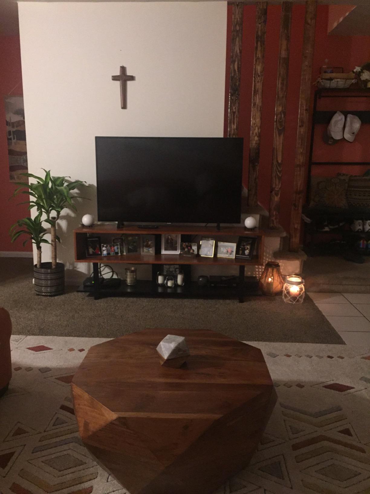 【Furniture】Diamond Shape Acacia Wood Coffee Table with Smooth Top, Dark Brown