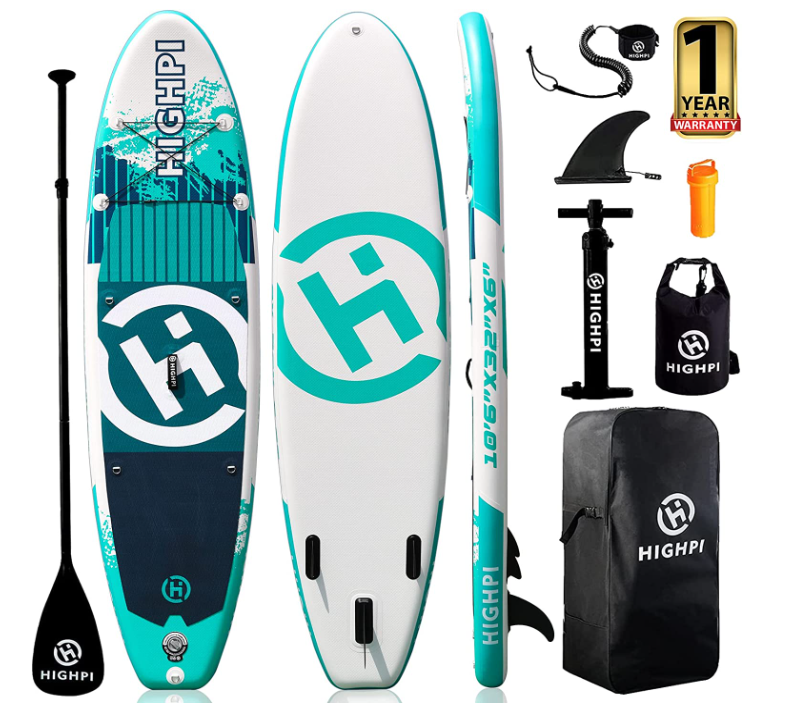 Highpi Inflatable Stand Up Paddle Board 10'6''/11' Premium SUP W Accessories & Backpack, Wide Stance, Surf Control, Non-Slip Deck, Leash, Paddle and Pump, Standing Boat for Youth & Adult