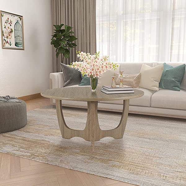 FINECASA Wooden Console Table, Half-Moon Entryway Table, Semicircle Narrow Side Table, Sofa Table for Living Room and Corridor, Foyer Table, Half Round Hallway Table, 43.4x17x30 Inches, Natural Natural Console Table