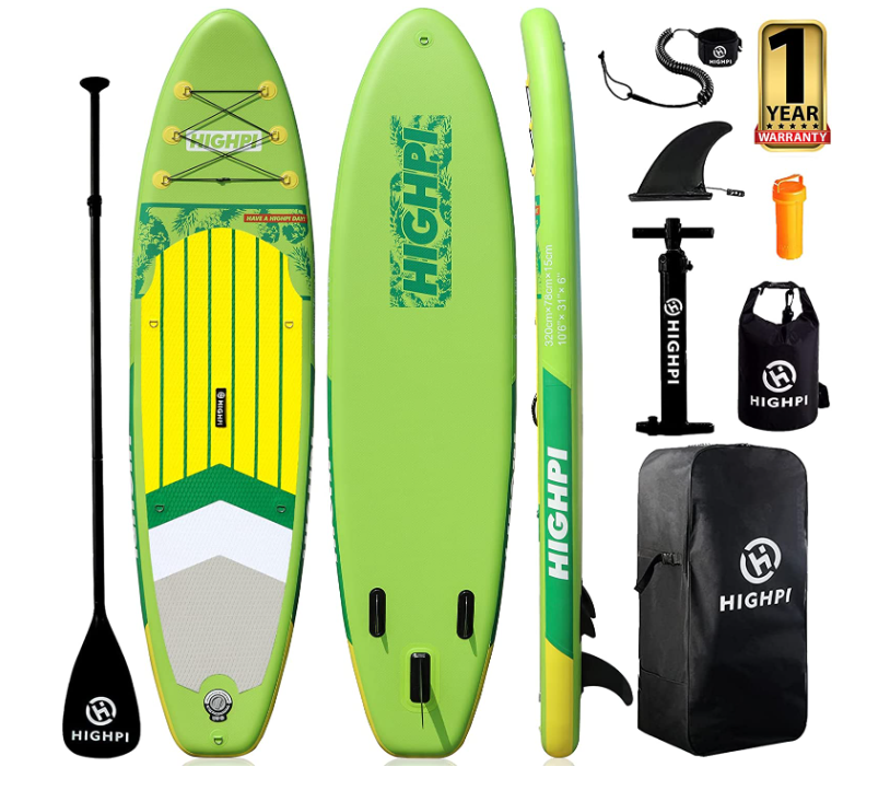 Highpi Inflatable Stand Up Paddle Board 10'6''/11' Premium SUP W Accessories & Backpack, Wide Stance, Surf Control, Non-Slip Deck, Leash, Paddle and Pump, Standing Boat for Youth & Adult