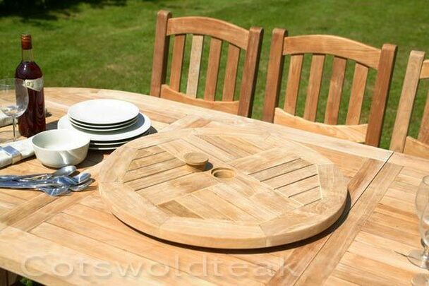 Home&Garden】Round Solid Teak 8 Seater Table with Grisdale Chairs Garden