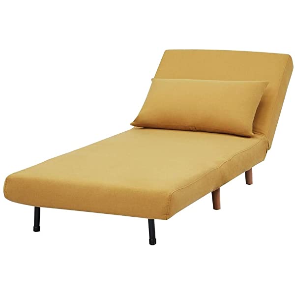 GIA Tri-Fold Sofa Bed, With Pillow, Yellow Yellow With Legs