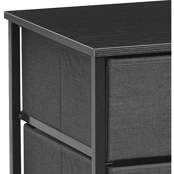Sorbus Nightstand with 3 Drawers - Bedside Furniture & Accent End Table Chest for Home, Bedroom Accessories, Office, College Dorm, Steel Frame, Wood Top, Easy Pull Fabric Bins (Gray) Grey