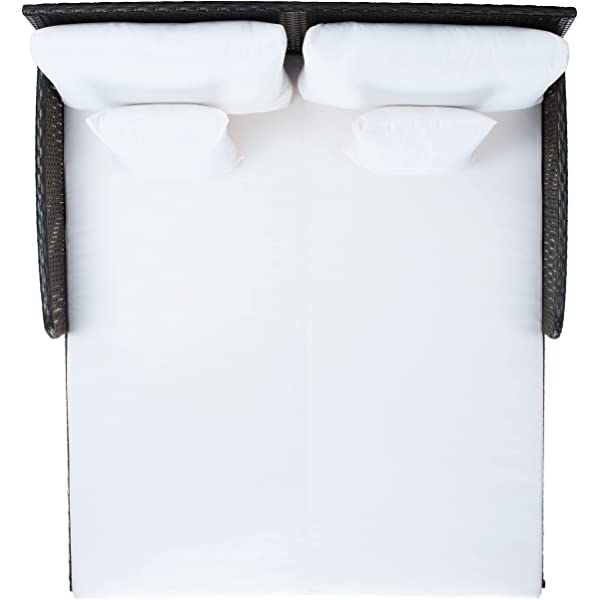 Safavieh Outdoor Collection Cadeo Brown Cushion Daybed PAT7500C, Grey/White