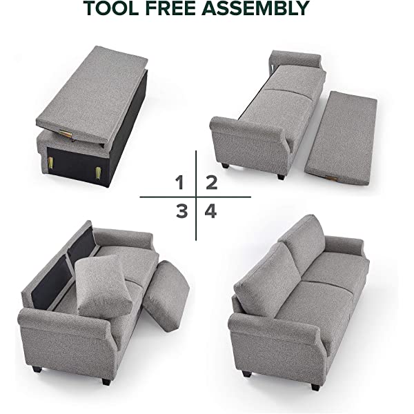 ZINUS Josh Loveseat Sofa / Easy, Tool-Free Assembly, Beige Beige Loveseat Sofa