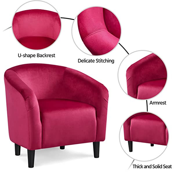 Yaheetech Set of 2 Modern Style Accent Barrel Chair Upholstered Chair Arm Chair Club Chair for Living Room Bedroom Reception Room Office Ivory