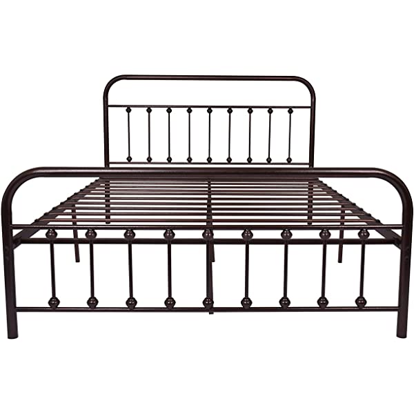 Black Metal Bed Frame Full Size with Headboard and Footboard Single Platform Mattress Base,Metal Tube and Iron-Art Bed(Full,Black) Full Black