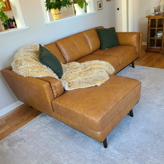 Marquette 92.9″ Wide Genuine Leather Sofa & Chaise