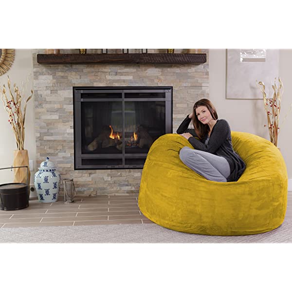 Chill Sack Bean Bag Chair: Giant 5' Memory Foam Furniture Bean Bag - Big Sofa with Soft Micro Fiber Cover - Navy Microsuede - Navy