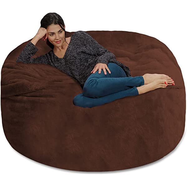 Chill Sack Bean Bag Chair: Giant 5' Memory Foam Furniture Bean Bag - Big Sofa with Soft Micro Fiber Cover - Navy Microsuede - Navy