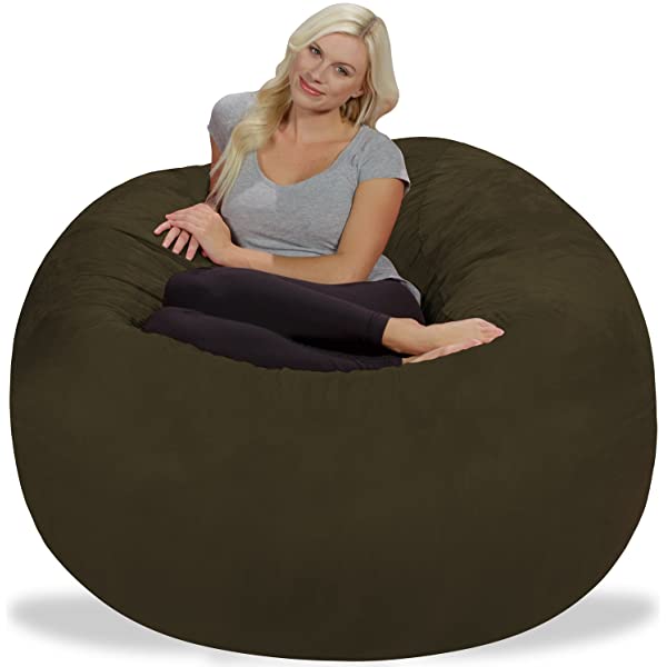 Chill Sack Bean Bag Chair: Giant 5' Memory Foam Furniture Bean Bag - Big Sofa with Soft Micro Fiber Cover - Navy Microsuede - Navy