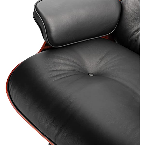 Mid Century Lounge Chair and Ottoman, Modern Chair Classic Design, Top Grain Leather Palisander Wood, Heavy Duty Base Support for Living Room, Study, Lounge, Office (Nomal, Style1-1) Nomal Style1-1