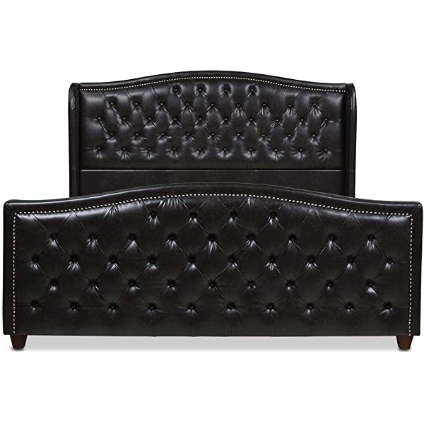 Jennifer Taylor Home Marcella Collection Queen Wingback Tufted Hand-Applied Nail Heads Upholstered Bed, Antique White Antique White Queen