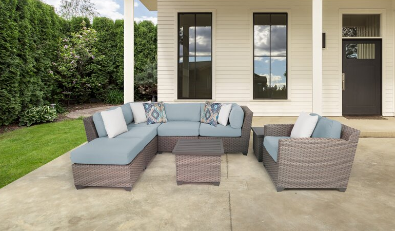 Merlyn Wicker/Rattan 6 – Person Seating Group with Cushions