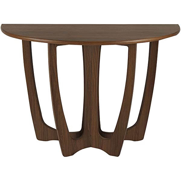 FINECASA Wooden Console Table, Half-Moon Entryway Table, Semicircle Narrow Side Table, Sofa Table for Living Room and Corridor, Foyer Table, Half Round Hallway Table, 43.4x17x30 Inches, Natural Natural Console Table