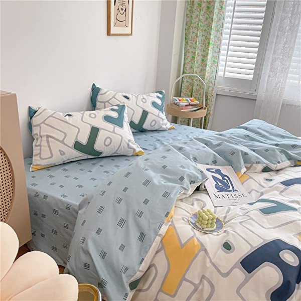 New Cartoon Animals Elephant Print Duvet Cover Sets for Kids 100% Cotton Reversible Soft 3 Pieces Kids Bedding Duvet Cover Pillowcases Kawaii Cloud Bedding Sets, Queen/Full Full/Queen (1 Duvet Cover + 2 Pillowcases) Multi A00 Elephant Bunny Balloon