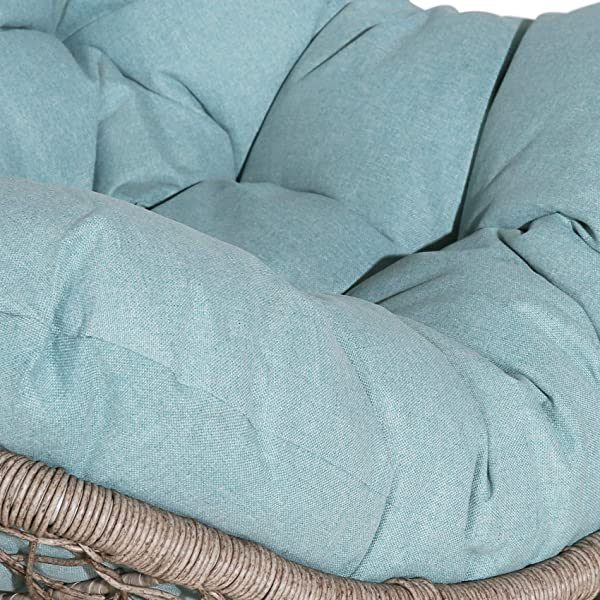 Ulax Furniture Outdoor Wicker Hanging Chair Swing, Patio Hanging Basket Swing Chair with Hanging Steel Chain (Beige)