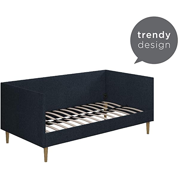 DHP Franklin Mid Century Upholstered Daybed, Sofa Bed, Twin Size Frame, Tan Linen Linen Twin Tan