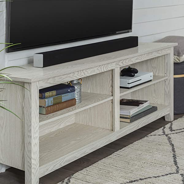 Walker Edison Wren Classic 4 Cubby TV Stand for TVs up to 65 Inches, 58 Inch, Black Black 58 InchTV Stand