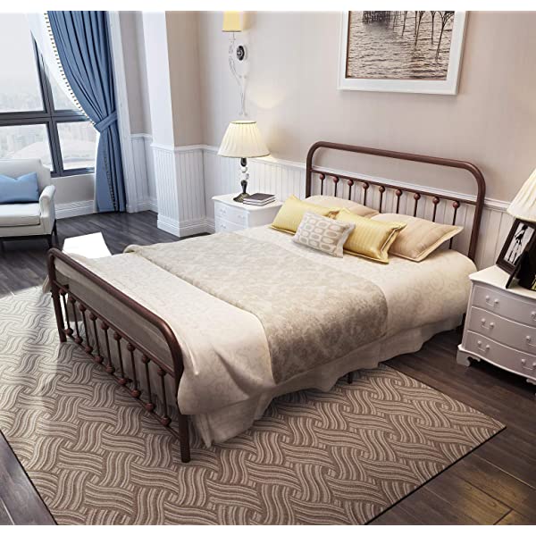 Black Metal Bed Frame Full Size with Headboard and Footboard Single Platform Mattress Base,Metal Tube and Iron-Art Bed(Full,Black) Full Black