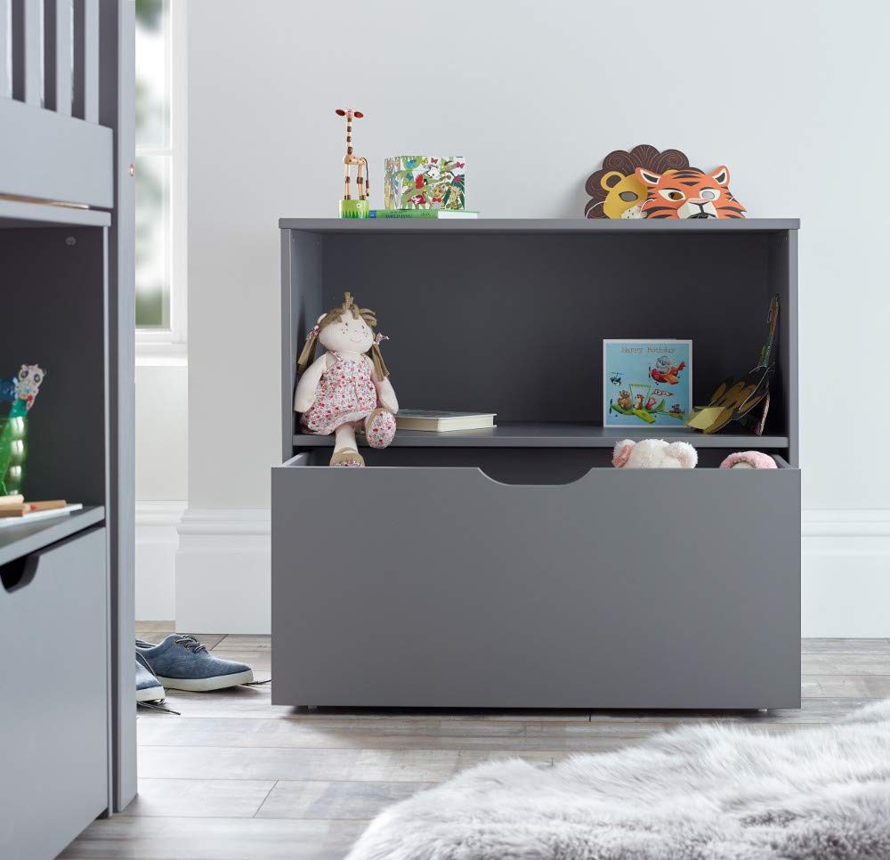 【Furniture】Milo Grey Wooden Mid Sleeper Kids Bunk Bed with Pocket Sprung Mattress 3' Single 90x190 cm