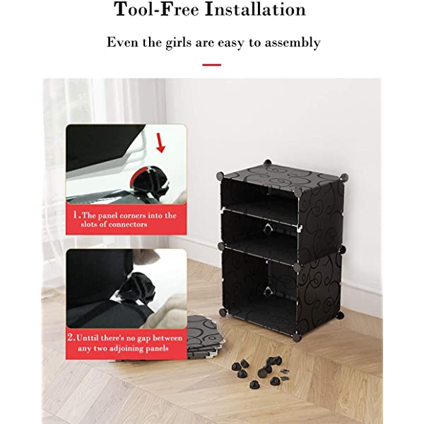 C.G Life 6-Tiers Stackable 24-30 pairs Freestanding Shoe Storage Cabinets with Adjustable Shelving,Black Shoe Shelf Organizer for Bedroom, Closet, Entryway, Dorm Room,Garage,Shoe Rack have 6 cubes