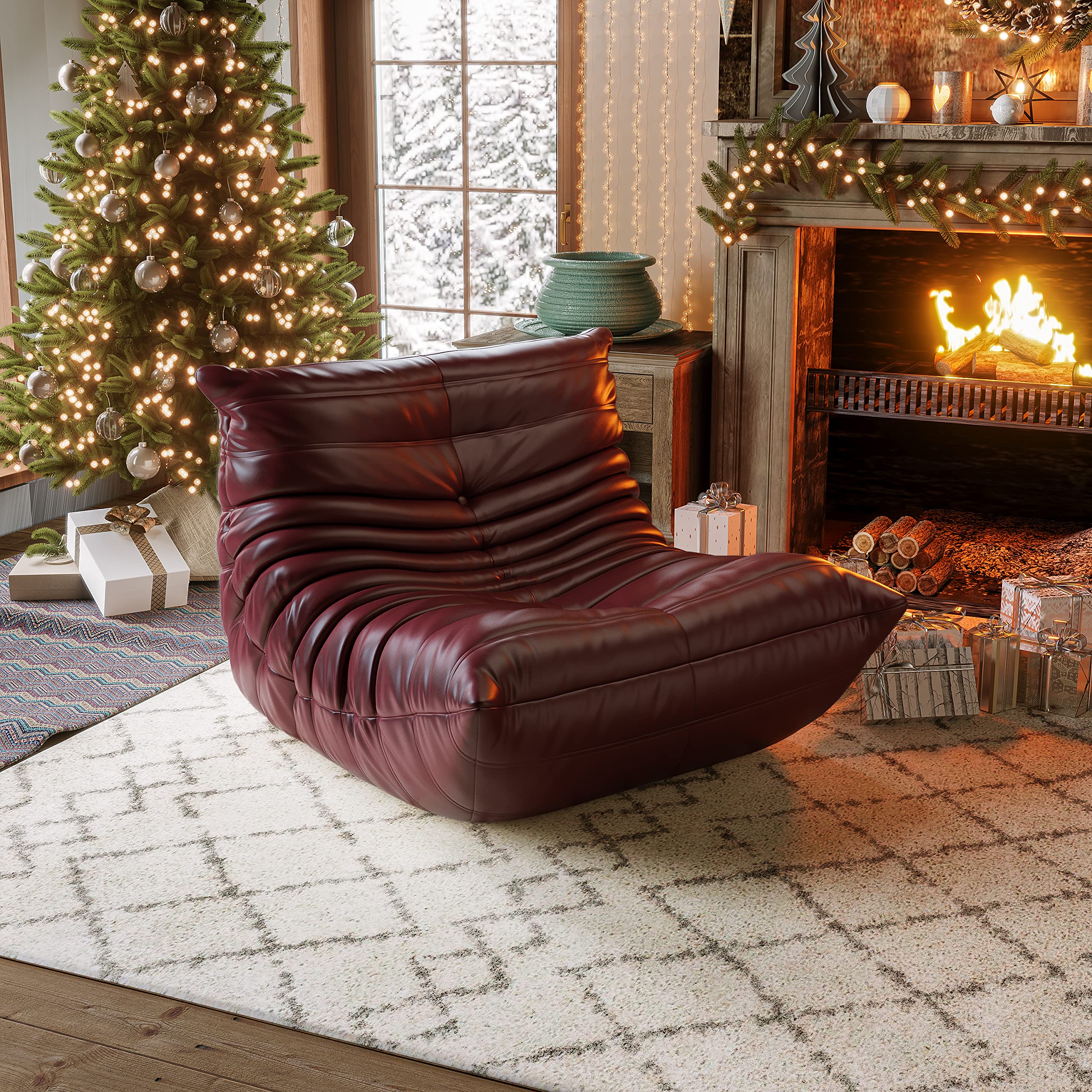 【Furniture】Chair with Ottoman, Soft Suede Oversized Chair with Ottoman Lazy Floor Sofa