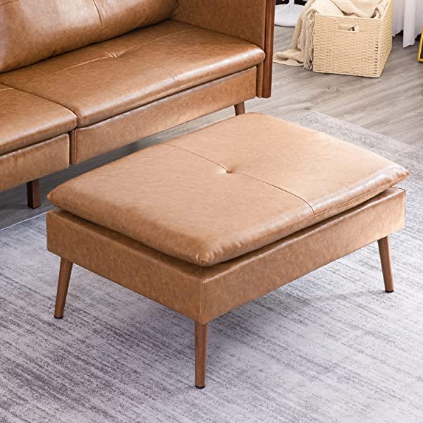 Vonanda Faux Leather Sofa Couch, Modern Tufted 3-Seater Sofa with Clean Lines and Upholstered Artificial Leather for Compact Living Space, Chestnut Brown 3-seater sofa Chestnut Brown