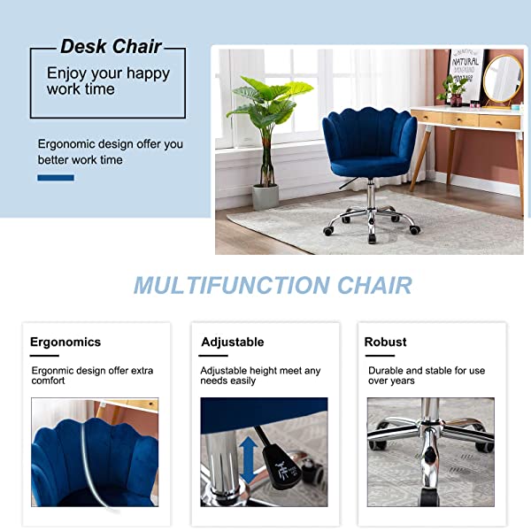 MTFY Modern Home Office Swivel Chair, Shell Desk Chair with Adjustable Height, Upholstered Ergonomic Computer Desk Chair Leisure Task Chair Accent Armchair for Office, Living Room,Bedroom (Beige)